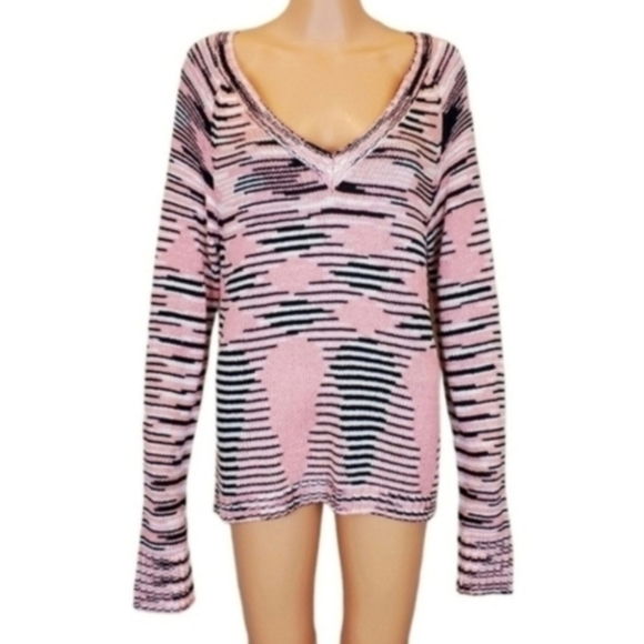 Sanctuary multi color long sleeve knit v-neck sweater - Picture 1 of 10